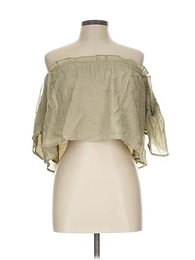Pre-owned Bluivy Short Sleeve Blouse In Tan