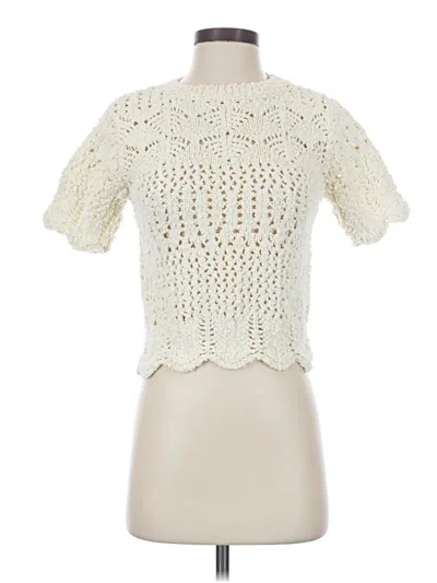 Pre-owned Bluivy Short Sleeve Top Ivory Sweetheart Neckline Tops
