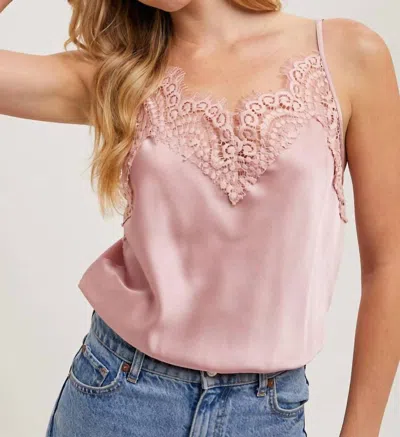 Bluivy Silky Lace Trimmed Camisole In Rose In Multi