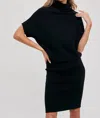 Bluivy Slouch Neck Dolman Midi Dress In Black In Black
