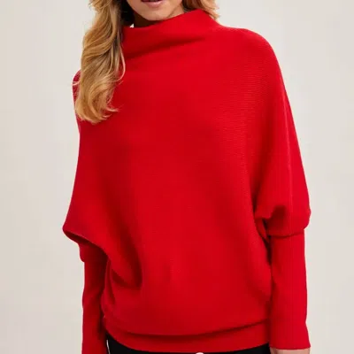 Bluivy Slouch Neck Dolman Pullover In Red