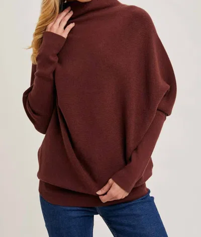 Bluivy Slouch Neck Dolman Sleeved Pullover In Chocolate In Brown