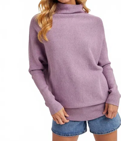 Bluivy Slouch Neck Dolman Sleeved Pullover Sweater In Lavender In Purple