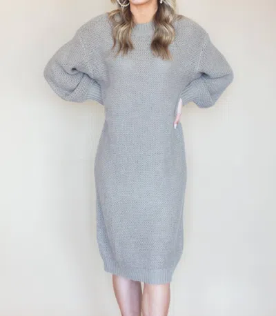 Bluivy Slouchy Chic Midi Sweater Dress In Grey