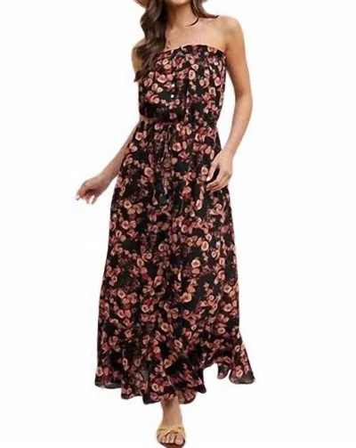 Bluivy Smocked Ruffle Tiered Dress In Black In Multi