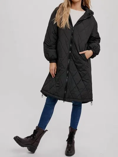 Bluivy Sofia Longline Quilted Jacket In Black