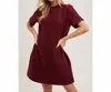 Bluivy Soft Short T-shirt Dress In Burgundy In White