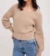 Bluivy Square Neck Sweater Pullover In Latte In Multi