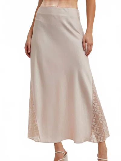 Bluivy Stella Lace Midi Skirt In Pearl In Neutral
