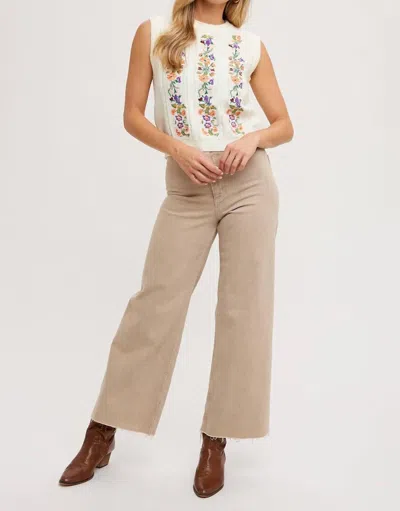 Bluivy Storybook Garden Sleeveless Sweater Top In Cream In Multi