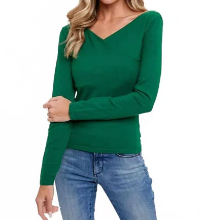 Bluivy Surplice Vneck Knit Top In Forest In Green