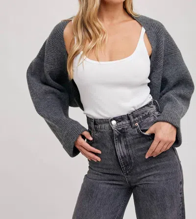 Bluivy Sweater Knit Bolero Shrug In Dk. Grey In Gray