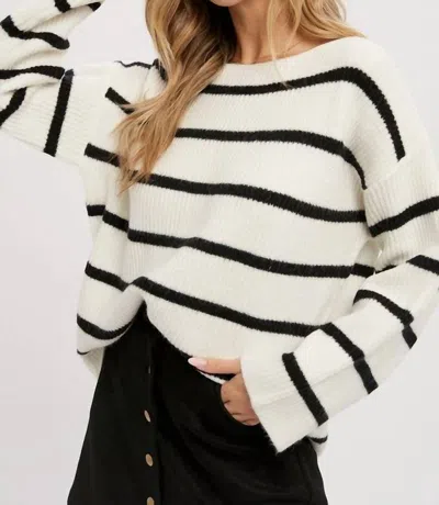 Bluivy Tanya Striped Sweater In Ivory/black In Neutral