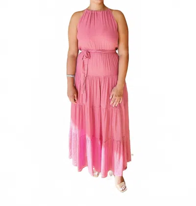 Bluivy Tatiana Halter Dress In Dusty Rose In Multi