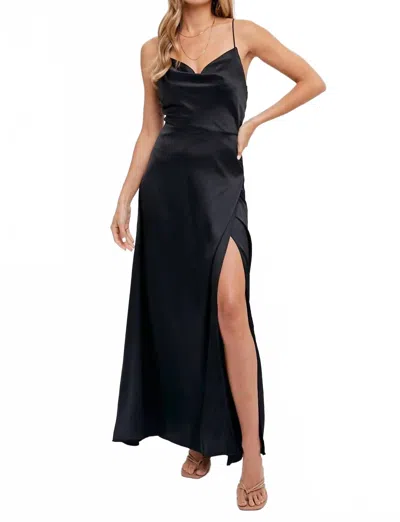 Bluivy Taylor Silky Maxi Dress In Black
