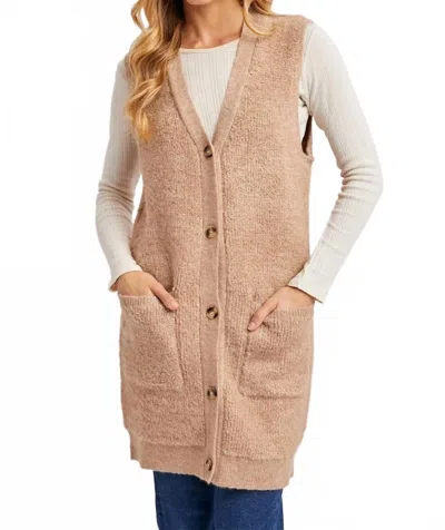 Bluivy Teddy Knit Vest In Beige In Sand
