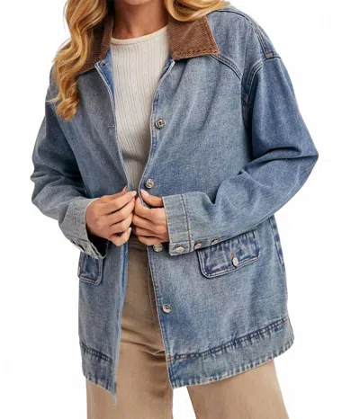 Bluivy Thorne Denim Barn Coat In Med Wash In Blue