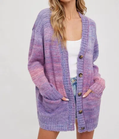 Bluivy Tie-dye Knit Sweater Cardigan In Lavender In Purple
