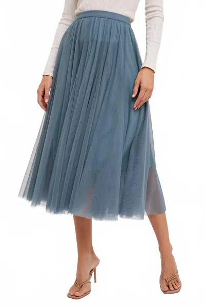 Bluivy Tulle Midi Skirt In Dark Mint In Blue