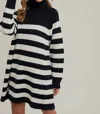 Bluivy Striped Collared Pullover In Black/cream In Multi
