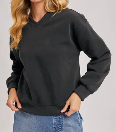 Bluivy V-neck Oversized Sweatshirt In Ash In Black