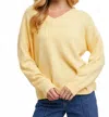 Bluivy V-neck Soft Knit Sweater Pullover In Yellow In Yellow