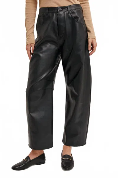 Bluivy Vegan Leather Barrel Pants In Black