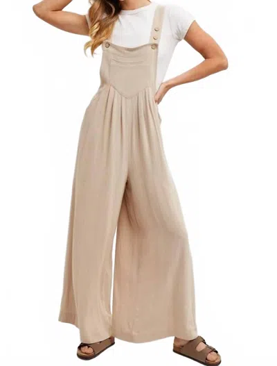 Bluivy Women's Esther Wide Leg Overall Jumpsuit In Beige In Neutral