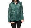 Bluivy Women's Jackie Eyelet Lace Button Down Top In Green In Multi