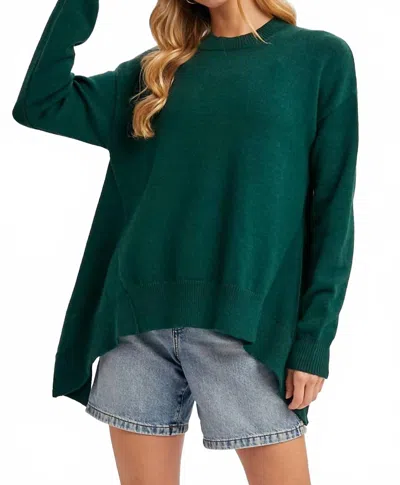 Bluivy Women's Mock Neck Trapeze Knit Sweater In Hunter Green