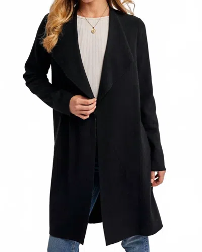 Bluivy Women's Modern Open Front Longline Knit Cardigan In Black