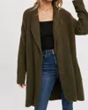 Bluivy Women's Soft Fuzzy Drape Front Cardigan In Olive In Green