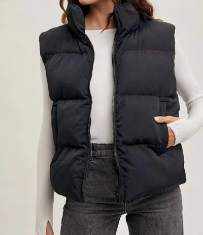 Bluivy Zipper Front Puffer Vest In Black
