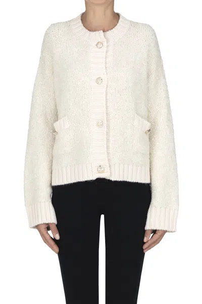 Blukey Bouclè Knit Cardigan In Neutral
