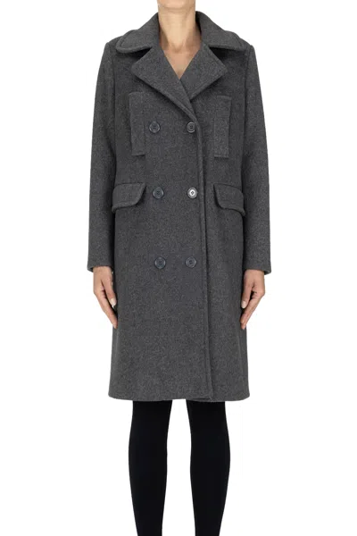 Blukey Double-breasted Coat In Charcoal