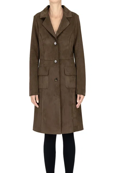 Blukey Faux Suede Coat In Brown