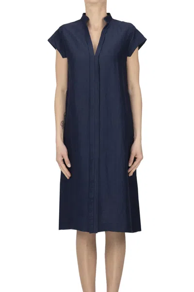 Blukey Linen-blend Tunic Dress In Blue