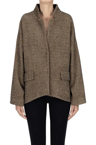 Blukey Textured Velvet Coat In Brown