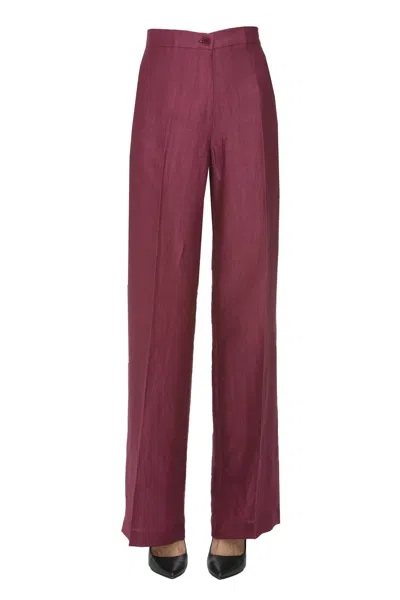 Blukey Wide Leg Lined Trousers In Burgundy