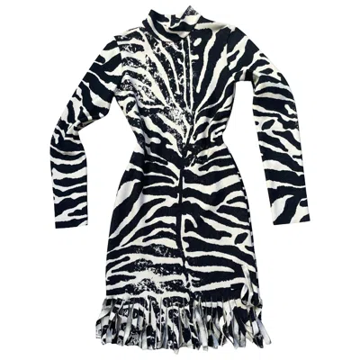 Pre-owned Blumarine 2000s Zebra Dress Crystals Details In Black