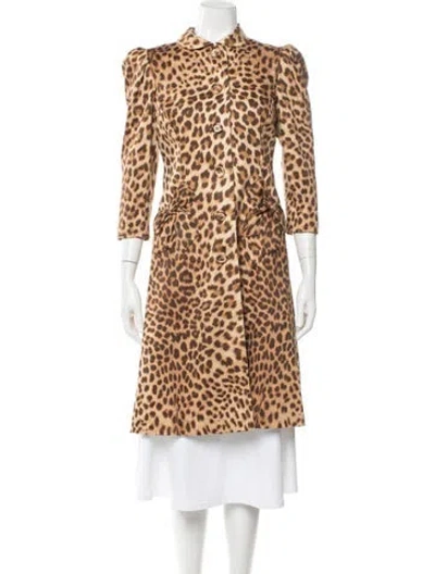 Pre-owned Blumarine 2010's Animal Print Coat In Brown