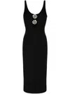 Blumarine Black Viscose Stretch Midi Dress In Black