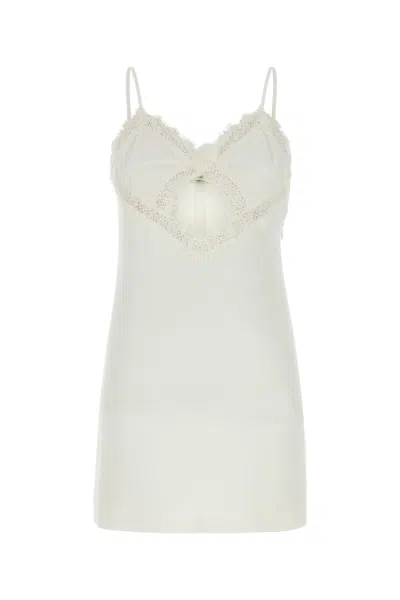 Blumarine 2a538a Envers Satin Dress In Whitepearl