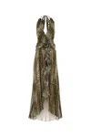 Blumarine Georg Leopard-print Maxi Dress In Blackcognac