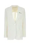 Blumarine Gabardine Blazer With Front Pockets And Notched Lapels In Whitepearl