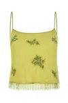 Blumarine 2c346a Tulle Embroid Top In Nilegreensunlight