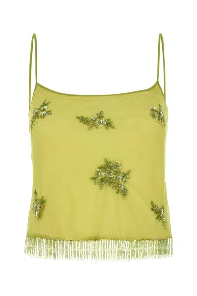 Blumarine 2c346a Tulle Embroid Top In Nilegreensunlight