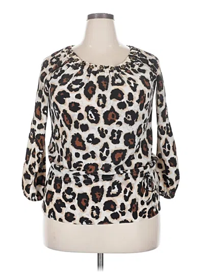 Pre-owned Blumarine 3/4 Sleeve Silk Top Ivory Sweetheart Neckline Tops