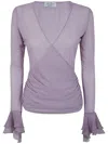 Blumarine 4c053a Top Chiffon Ruffles In Lavender