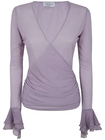 Blumarine 4c053a Top Chiffon Ruffles In Pink & Purple